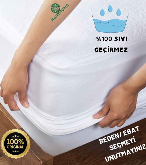NARTHOME %100 Micro Kumaş Full Kenar Sıvı Geçirmez Fitted Yatak Koruyucu Çarşaf Yatak Alezi 9 Farklı Ebat