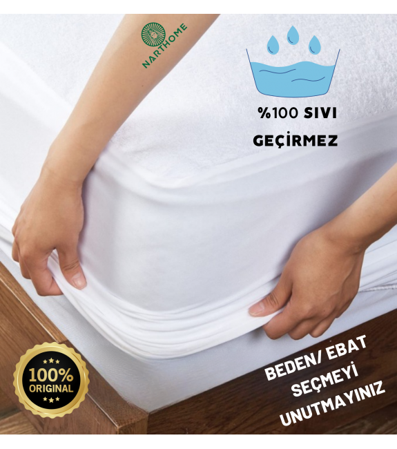 NARTHOME %100 Micro Kumaş Full Kenar Sıvı Geçirmez Fitted Yatak Koruyucu Çarşaf Yatak Alezi 9 Farklı Ebat