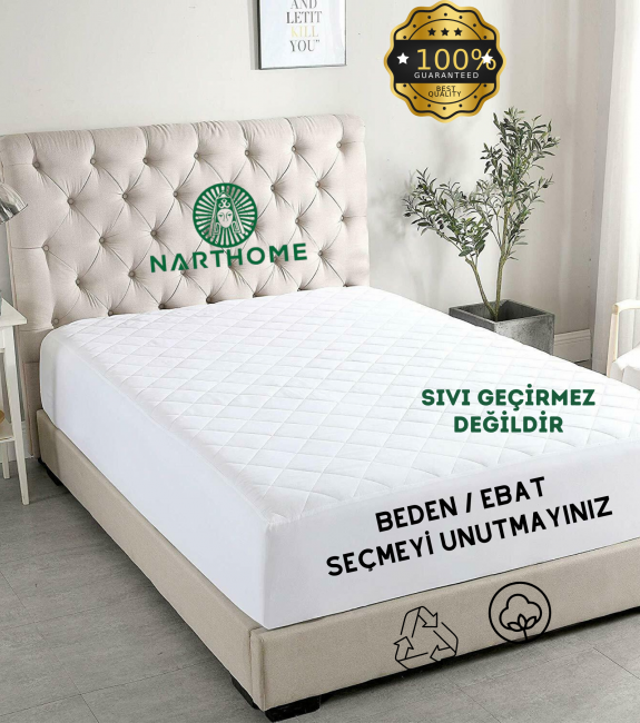 NARTHOME Kapitone Fitted Yatak Koruyucu Alez Tek Çift Kişilik Kapitoneli Pamuklu Yatak Alezi 9 Farklı Ebat