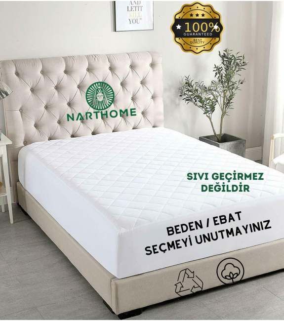 NARTHOME Kapitone Fitted Yatak Koruyucu Alez Tek Çift Kişilik Kapitoneli Pamuklu Yatak Alezi 9 Farklı Ebat