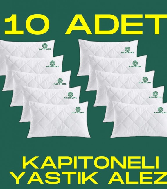 NARTHOME 10 ADET KAPİTONELİ YASTIK ALEZİ YASTIK KORUYUCU YASTIK KILIFI PAMUKLU KUMAŞ-BEYAZ-50 x 70