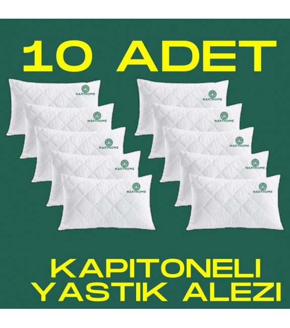 NARTHOME 10 ADET KAPİTONELİ YASTIK ALEZİ YASTIK KORUYUCU YASTIK KILIFI PAMUKLU KUMAŞ-BEYAZ-50 x 70