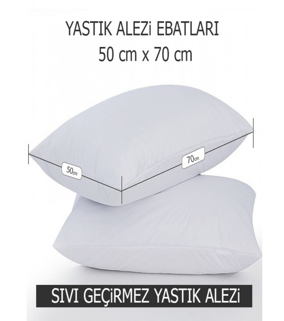 NARTHOME %100 Su  ve Sıvı Geçirmez Pamuklu Fermuarlı Yastık Koruyucu Yastık Alezi  Kılıf Alez  2li-Beyaz-50 x 70