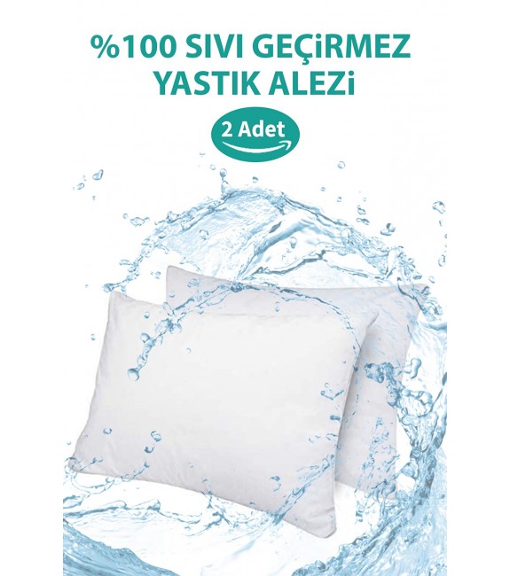 NARTHOME %100 Su  ve Sıvı Geçirmez Pamuklu Fermuarlı Yastık Koruyucu Yastık Alezi  Kılıf Alez  2li-Beyaz-50 x 70