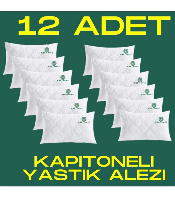 NARTHOME 12 ADET KAPİTONELİ YASTIK ALEZİ YASTIK KORUYUCU YASTIK KILIFI  PAMUKLU KUMAŞ-BEYAZ-50 x 70