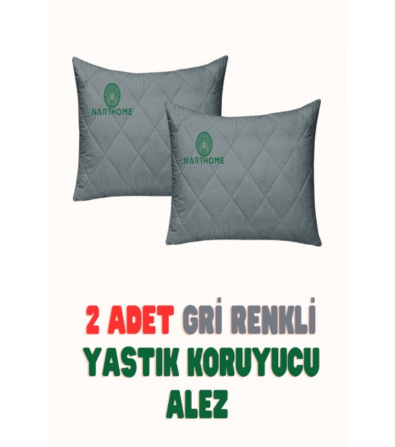 NARTHOME 2 ADET  GRİ  RENKLİ KAPİTONELİ YASTIK ALEZİ YASTIK KORUYUCU YASTIK KILIFI  PAMUKLU KUMAŞ-GRİ-50 x 70