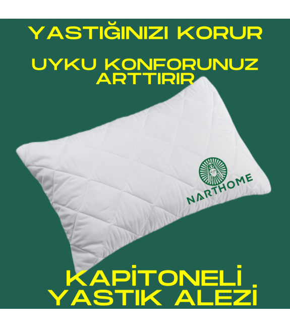 NARTHOME 2 ADET KAPİTONELİ YASTIK ALEZİ YASTIK KORUYUCU YASTIK KILIFI  PAMUKLU KUMAŞ-Beyaz-50 x 70