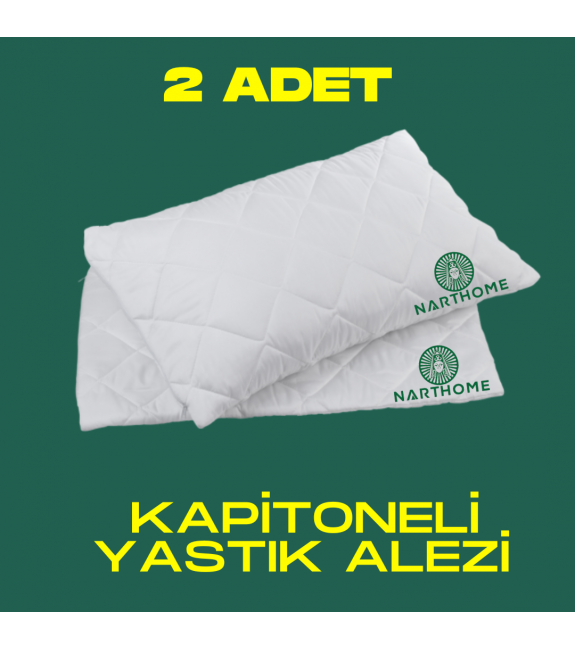 NARTHOME 2 ADET KAPİTONELİ YASTIK ALEZİ YASTIK KORUYUCU YASTIK KILIFI  PAMUKLU KUMAŞ-Beyaz-50 x 70