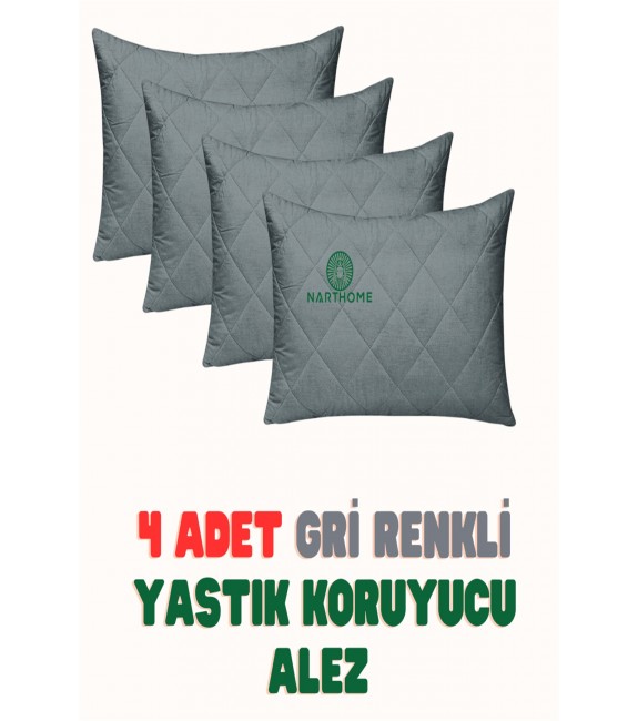 NARTHOME 4 ADET  GRİ  RENKLİ KAPİTONELİ YASTIK ALEZİ YASTIK KORUYUCU YASTIK KILIFI  PAMUKLU KUMAŞ-GRİ-50 x 70