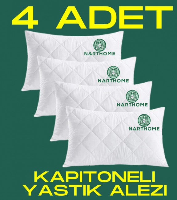 NARTHOME 4 ADET KAPİTONELİ YASTIK ALEZİ YASTIK KORUYUCU YASTIK KILIFI  PAMUKLU KUMAŞ-BEYAZ-50 x 70