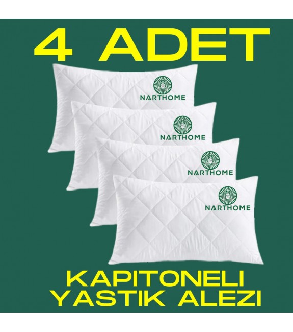 NARTHOME 4 ADET KAPİTONELİ YASTIK ALEZİ YASTIK KORUYUCU YASTIK KILIFI  PAMUKLU KUMAŞ-BEYAZ-50 x 70