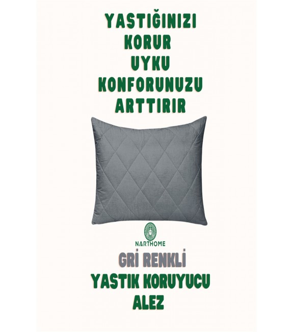 NARTHOME 6 ADET  GRİ  RENKLİ KAPİTONELİ YASTIK ALEZİ YASTIK KORUYUCU YASTIK KILIFI  PAMUKLU KUMAŞ-GRİ-50 x 70