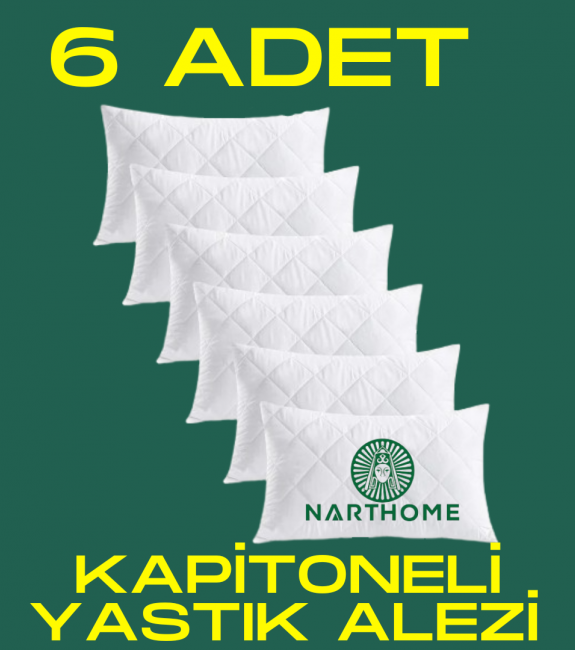 NARTHOME  6 ADET KAPİTONELİ YASTIK ALEZİ YASTIK KORUYUCU YASTIK KILIFI PAMUKLU KUMAŞ-BEYAZ-50 x 70