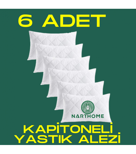 NARTHOME  6 ADET KAPİTONELİ YASTIK ALEZİ YASTIK KORUYUCU YASTIK KILIFI PAMUKLU KUMAŞ-BEYAZ-50 x 70