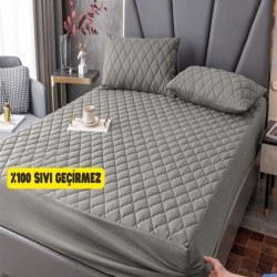 NART HOME Gri Renkli  %100 Sıvı Geçirmez Pamuklu Kapitoneli Yatak Koruyucu Renkli Alez  Çarşaf-GRİ-70 x 140