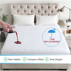 Nart Home Kapitone Fitted %100 Sıvı Geçirmez Pamuk Alez Yatak Koruyucu Yatak Alezi (9 Ebat) KFSG-BEYAZ-120 x 200
