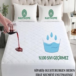 Nart Home Kapitone Fitted %100 Sıvı Geçirmez Pamuk Alez Yatak Koruyucu Yatak Alezi (9 Ebat) KFSG-BEYAZ-140 x 200