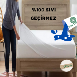 NART HOME PAMUK  Fitted Full Kenar Su Sıvı Geçirmez Yatak Koruyucu Alez Çarşaf Beyaz PFSG--150 x 200