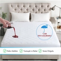 Nart Home Kapitone Fitted %100 Sıvı Geçirmez Pamuk Alez Yatak Koruyucu Yatak Alezi (9 Ebat) KFSG-BEYAZ-90 x 190